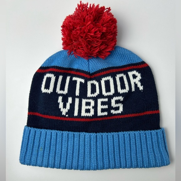 Outdoor Vibes Beanie Pom Pom Knit Hat Blue Navy Red Winter Ski Holiday One Size - Picture 4 of 10
